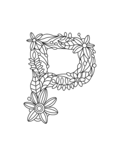 Flower Letter P Coloring Pages Pdf, Free Vectors File